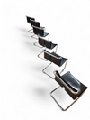 6 x early Spoleto chairs / Gavina - Knoll / black leather / good condition / 1970s