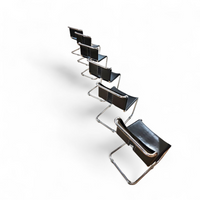 6 x early Spoleto chairs / Gavina - Knoll / black leather / good condition / 1970s
