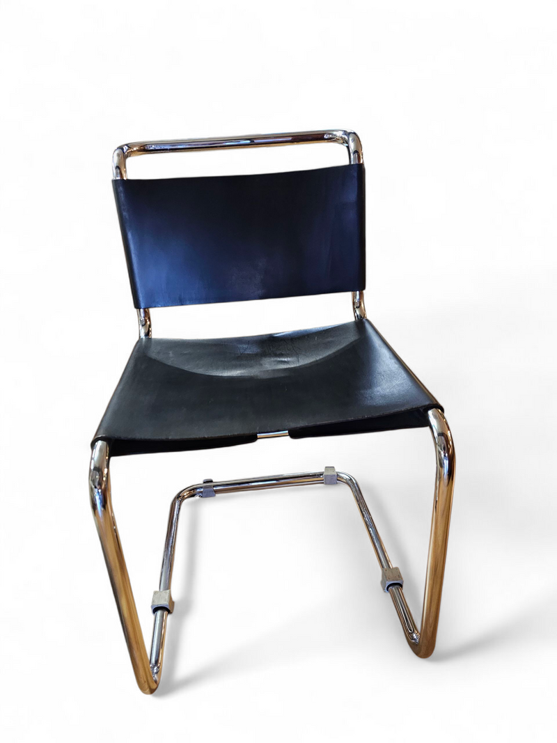 6 x early Spoleto chairs / Gavina - Knoll / black leather / good condition / 1970s