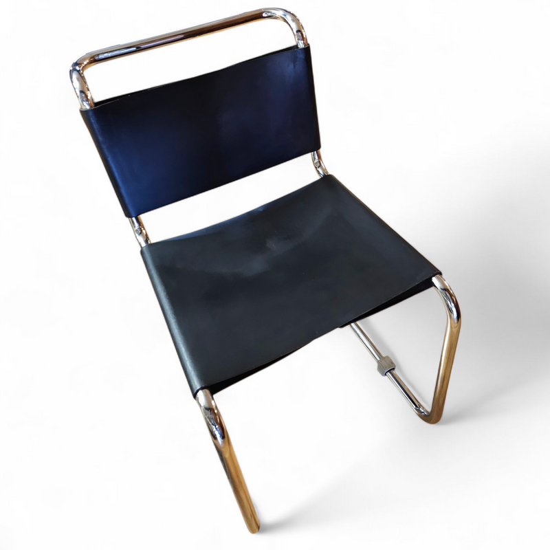 6 x early Spoleto chairs / Gavina - Knoll / black leather / good condition / 1970s