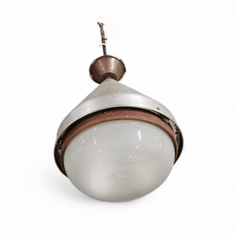 Large aluminum/ Industrial / hanging lamp / 1970s / height  55 cm