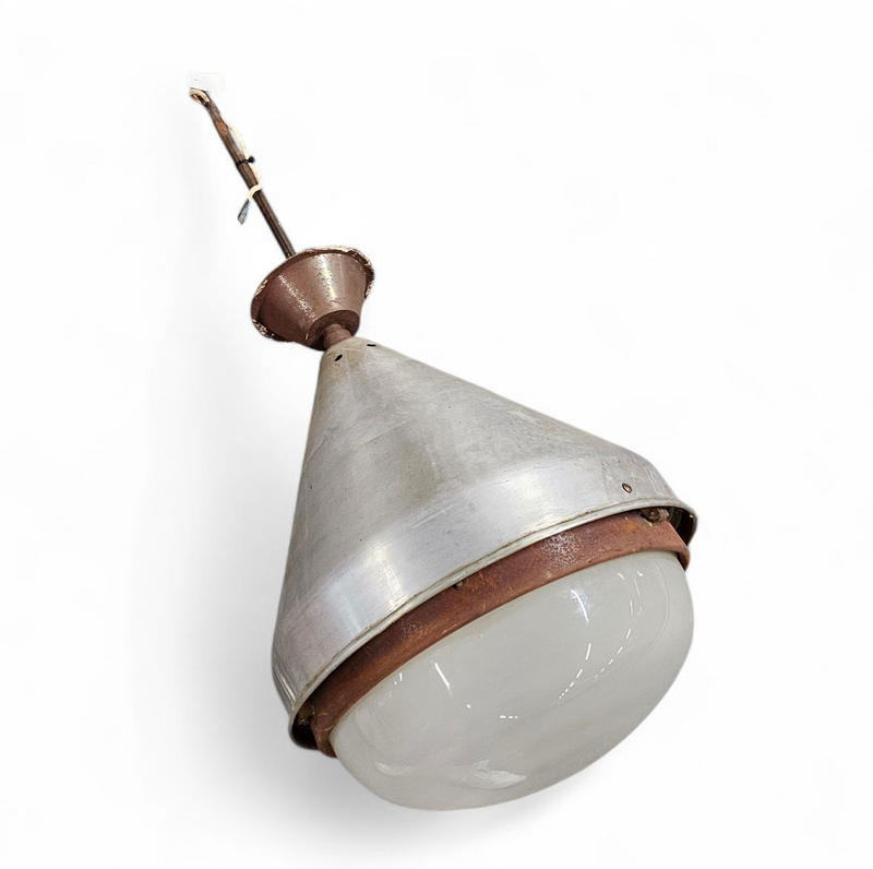 Large aluminum/ Industrial / hanging lamp / 1970s / height  55 cm