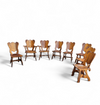 8 x Oirschot Meeuwis / oak dining chairs / 2 x arm rest / 1970s