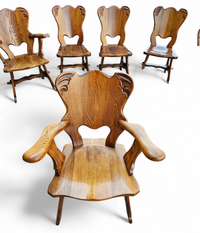 8 x Oirschot Meeuwis / oak dining chairs / 2 x arm rest / 1970s
