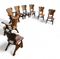 8 x Oirschot Meeuwis / oak dining chairs / 2 x arm rest / 1970s