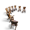 8 x Oirschot Meeuwis / oak dining chairs / 2 x arm rest / 1970s