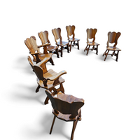 8 x Oirschot Meeuwis / oak dining chairs / 2 x arm rest / 1970s