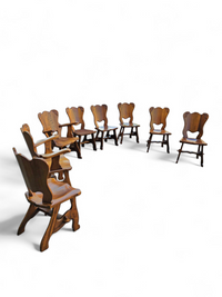 8 x Oirschot Meeuwis / oak dining chairs / 2 x arm rest / 1970s