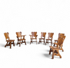 8 x Oirschot Meeuwis / oak dining chairs / 2 x arm rest / 1970s