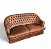 Small 2 seater / Chesterfield sofa / brown leather / width 155 cm