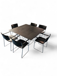Arco dining set by Arnold Merckx
With a rare Arco matching table 1980s
Black leather / black top
