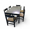 Rare dining set / Italy / 1970s/
solid black painted wood / 6 x chair / matching table