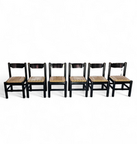 Rare dining set / Italy / 1970s/
solid black painted wood / 6 x chair / matching table