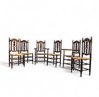 8 ( 2 x armrest ) x Ornate wood / bobbin / wicker Dining Chair / studded chairs