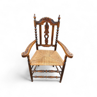 8 ( 2 x armrest ) x Ornate wood / bobbin / wicker Dining Chair / studded chairs