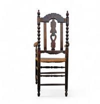8 ( 2 x armrest ) x Ornate wood / bobbin / wicker Dining Chair / studded chairs