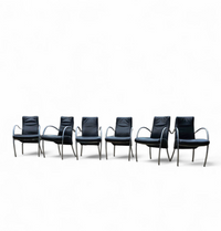 6 x rare leather dining chair by Hennie de Jong / 1990s