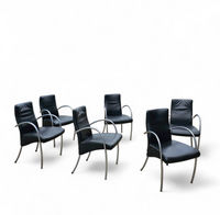 6 x rare leather dining chair by Hennie de Jong / 1990s