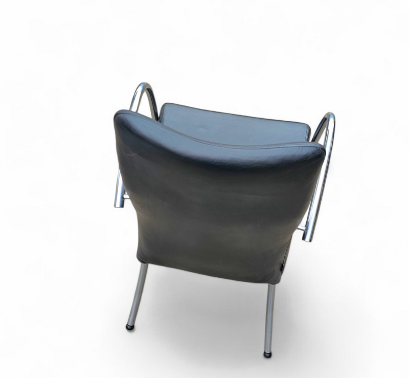 6 x rare leather dining chair by Hennie de Jong / 1990s