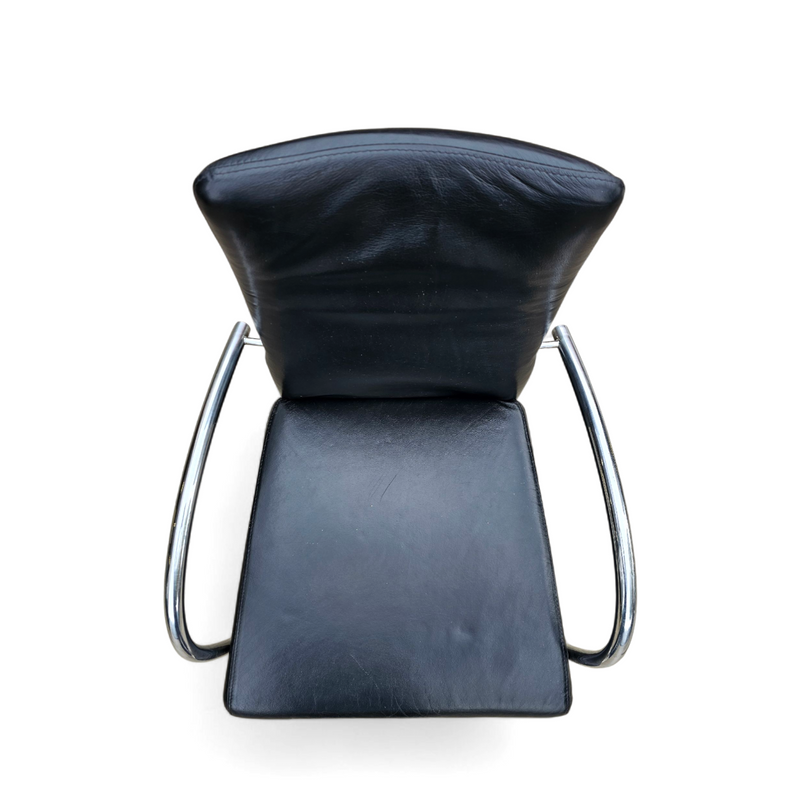 6 x rare leather dining chair by Hennie de Jong / 1990s