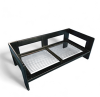 Two-seat sofa “Bastiano” from  Afra & Tobia Scarpa for Gavina, Italy 60s. Black solid wood frame and fabric cushions