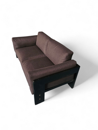 Two-seat sofa “Bastiano” from  Afra & Tobia Scarpa for Gavina, Italy 60s. Black solid wood frame and fabric cushions