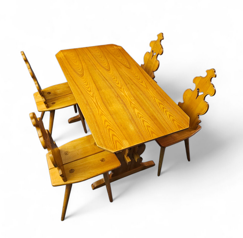 Cepelia Tiroler Chairs / table / set of 5 / Poland 1960s / marked