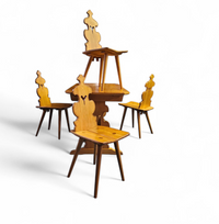 Cepelia Tiroler Chairs / table / set of 5 / Poland 1960s / marked