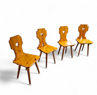 4 x folk / Tyroler / pine wood chairs / 1970