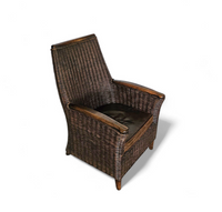 Rattan arm chair 1960S / wooden armrests / leather seat