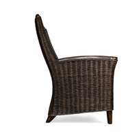 Rattan arm chair 1960S / wooden armrests / leather seat
