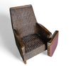 Rattan arm chair 1960S / wooden armrests / leather seat