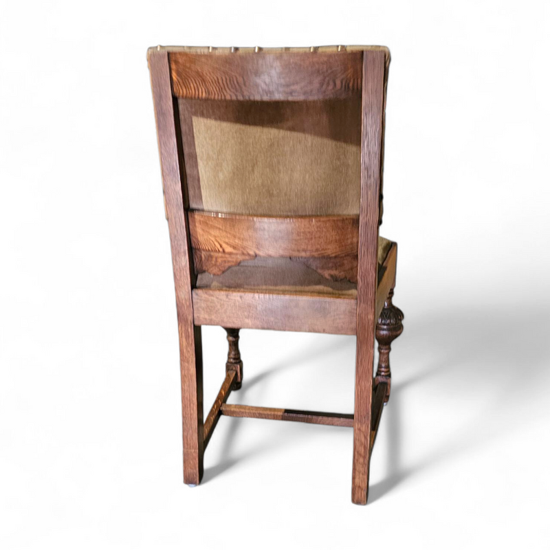 Jacobean / Tudor style / Oak chairs / Green velvet / 1930s