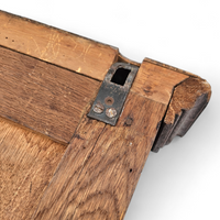 Dutch entryway wall coat rack / solid wood / carved decorations and mirror in the center / 1950s