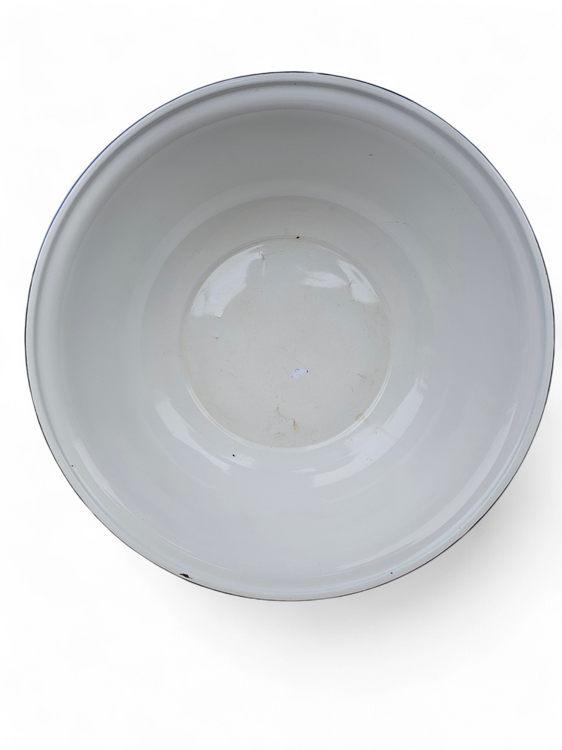 2 x large early 20th century deep enamelware bowls