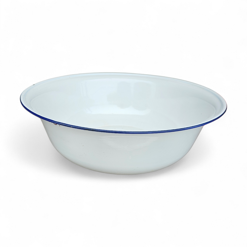 2 x large early 20th century deep enamelware bowls