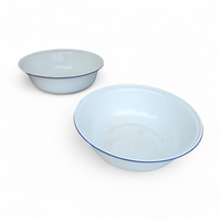 2 x large early 20th century deep enamelware bowls