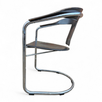 Set Black Saddle Leather Dining Chairs by a. Rizzatto for Lo Studio / Italy 1980