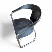 Set Black Saddle Leather Dining Chairs by a. Rizzatto for Lo Studio / Italy 1980