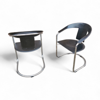 Set Black Saddle Leather Dining Chairs by a. Rizzatto for Lo Studio / Italy 1980