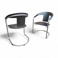 Set Black Saddle Leather Dining Chairs by a. Rizzatto for Lo Studio / Italy 1980