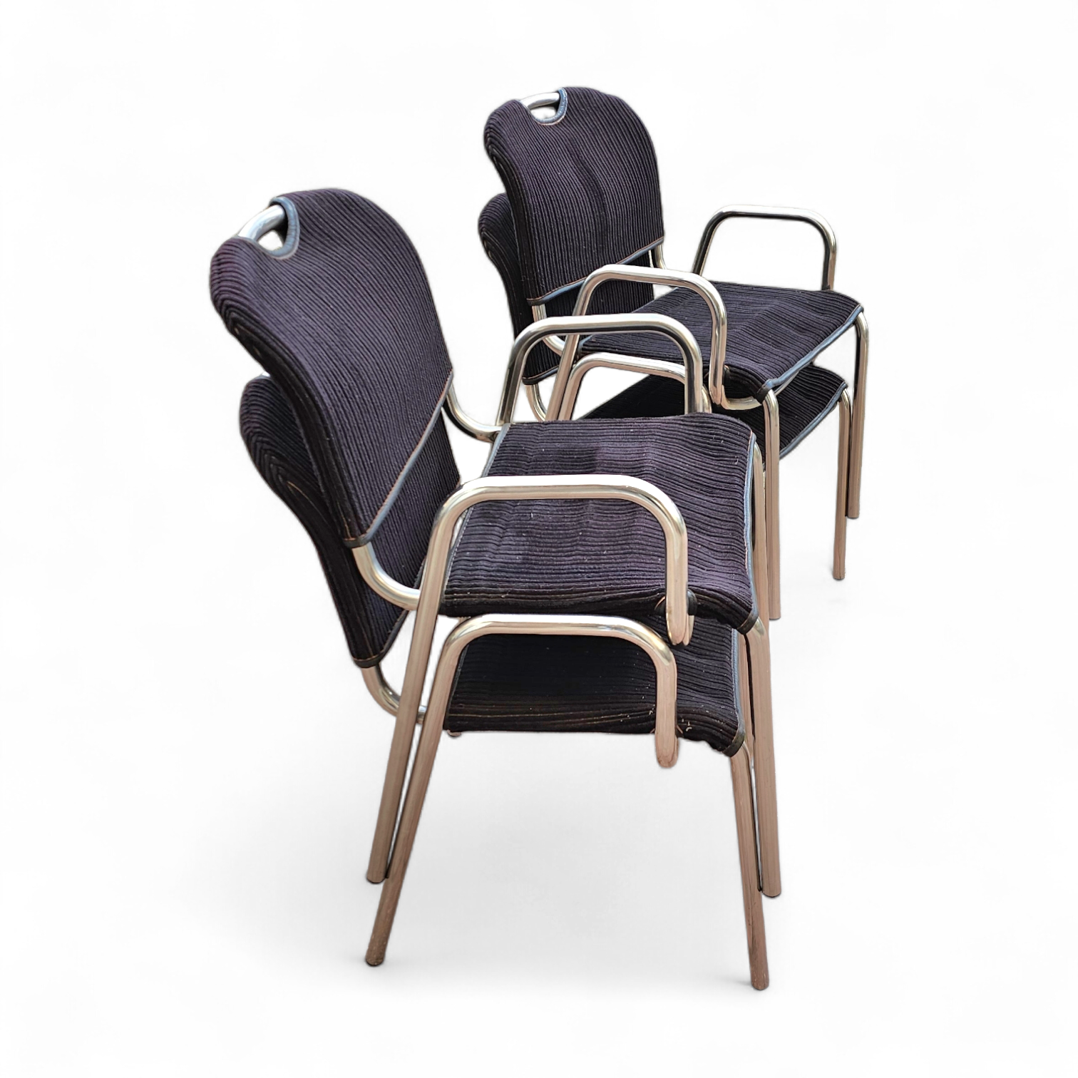 4 x black upholstery Castiglietta dining Chairs by Castiglioni for Zanotta / Italy 1960s