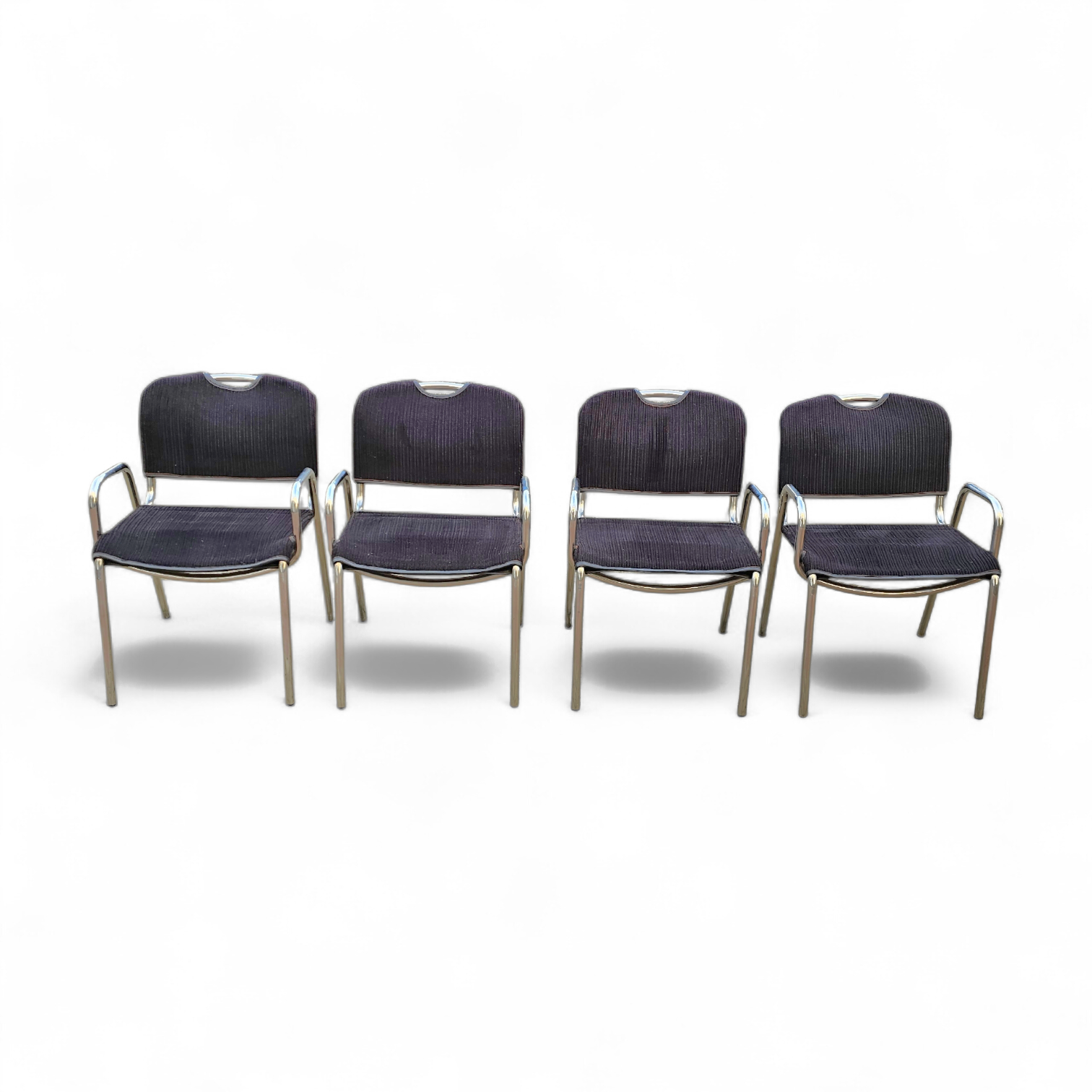 4 x black upholstery Castiglietta dining Chairs by Castiglioni for Zanotta / Italy 1960s