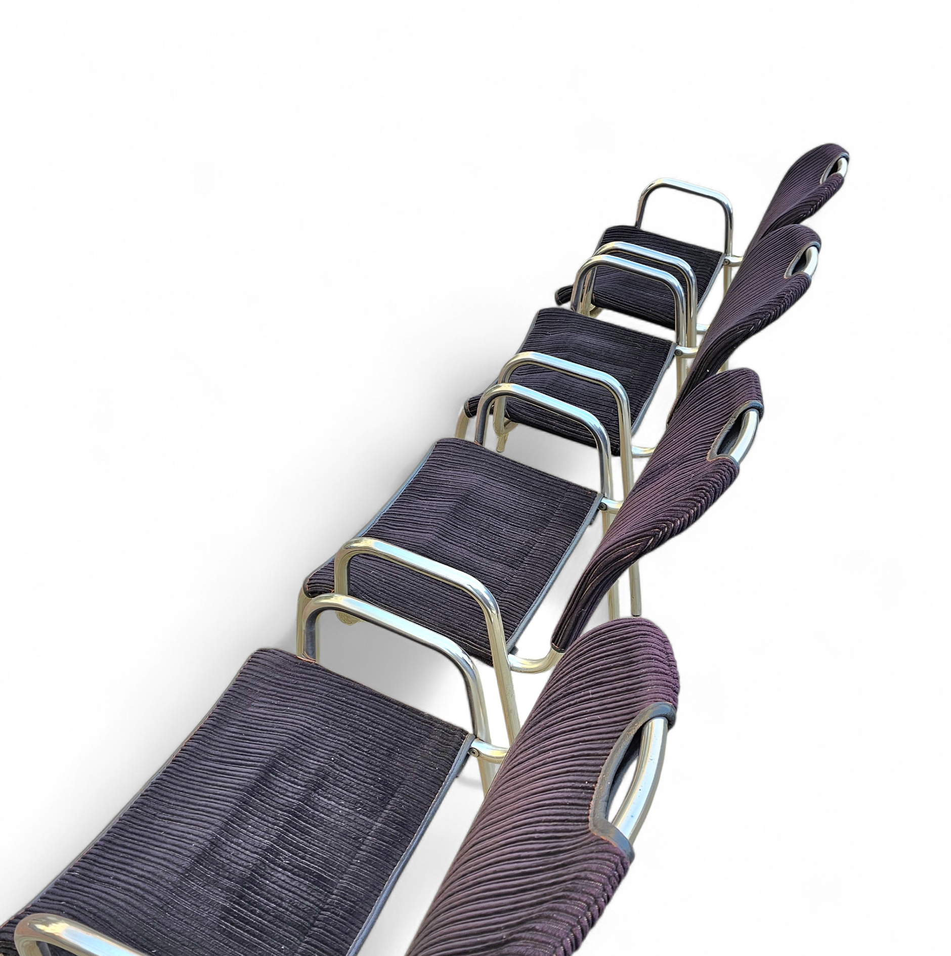 4 x black upholstery Castiglietta dining Chairs by Castiglioni for Zanotta / Italy 1960s