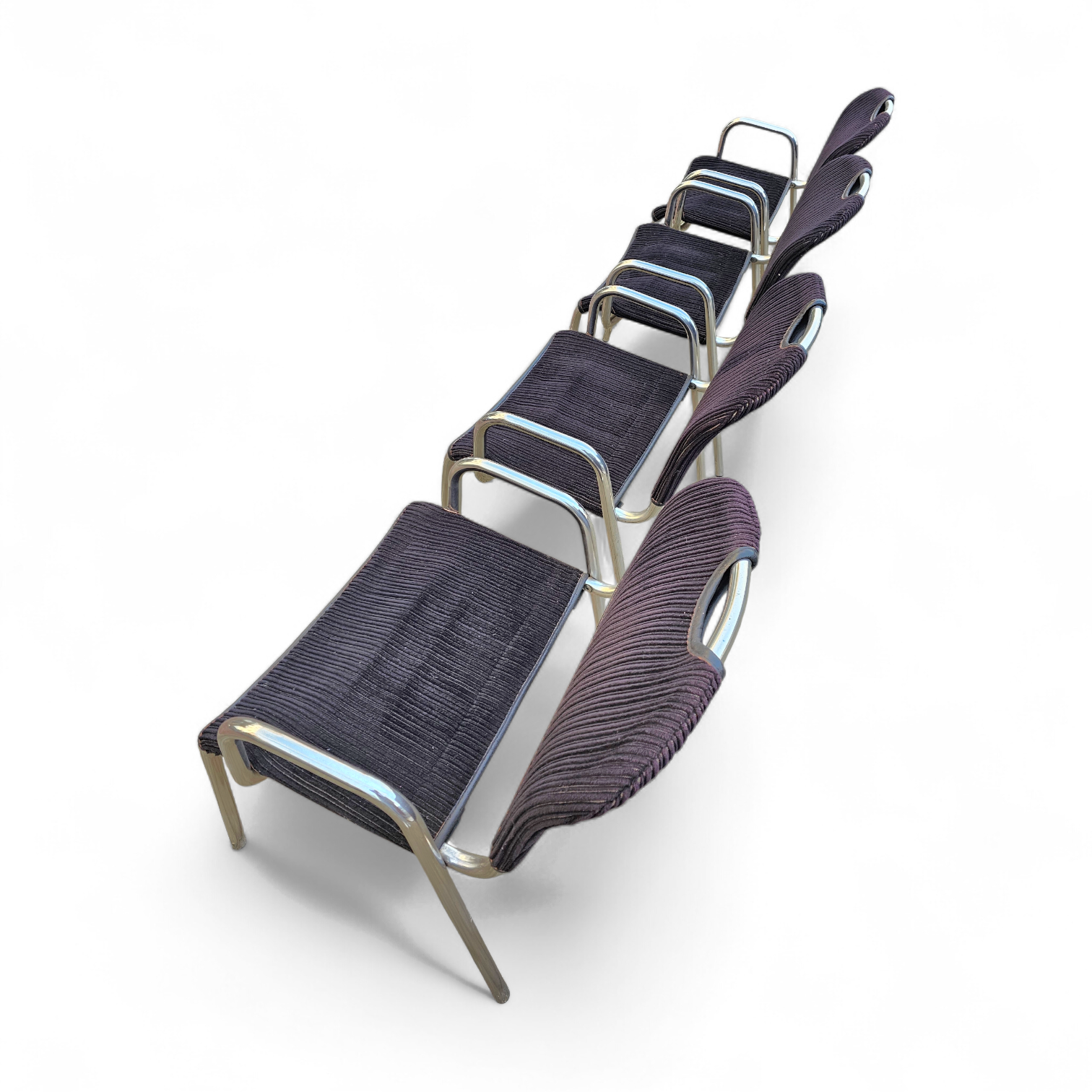 4 x black upholstery Castiglietta dining Chairs by Castiglioni for Zanotta / Italy 1960s