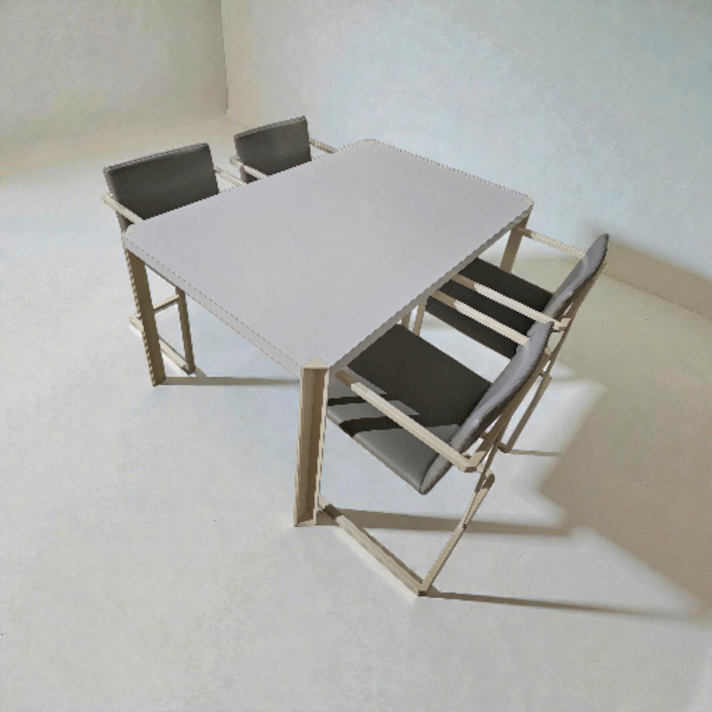 5 x Pierre Mazairac & karel Boonzaaijer /
Manufacturer / Hennie de Jong int /
Materials / grey Fabric / white steel / 1970s