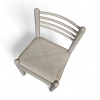 5 x dining chair / light grey wooden frame / leather seat / Germany 1970s / labeled " ideen für kuchen - innenarchitektur "