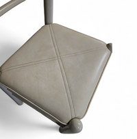 5 x dining chair / light grey wooden frame / leather seat / Germany 1970s / labeled " ideen für kuchen - innenarchitektur "