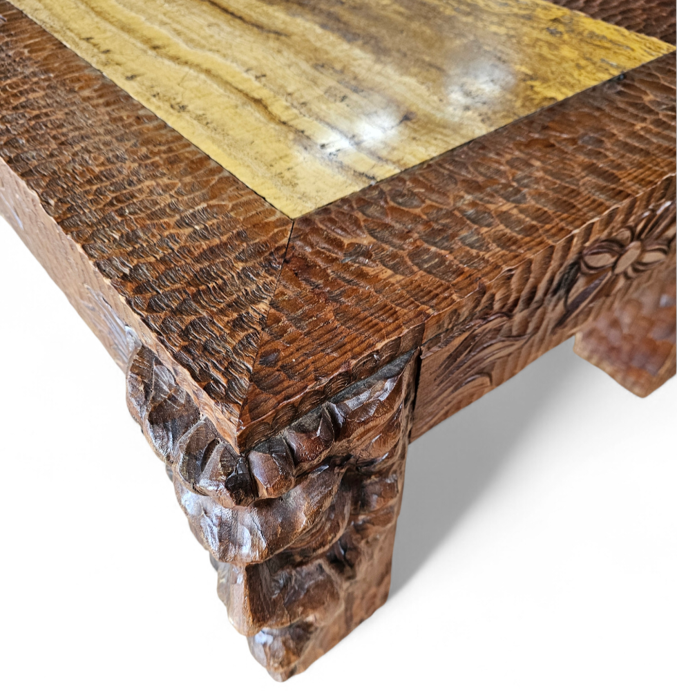 Northern Italian Roman carved styled coffee Table / marble top