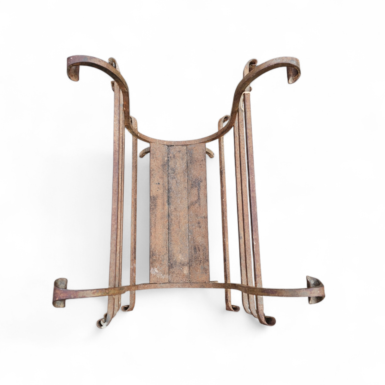 Vintage Black Wrought Iron Fireplace Log Holder / 1960s